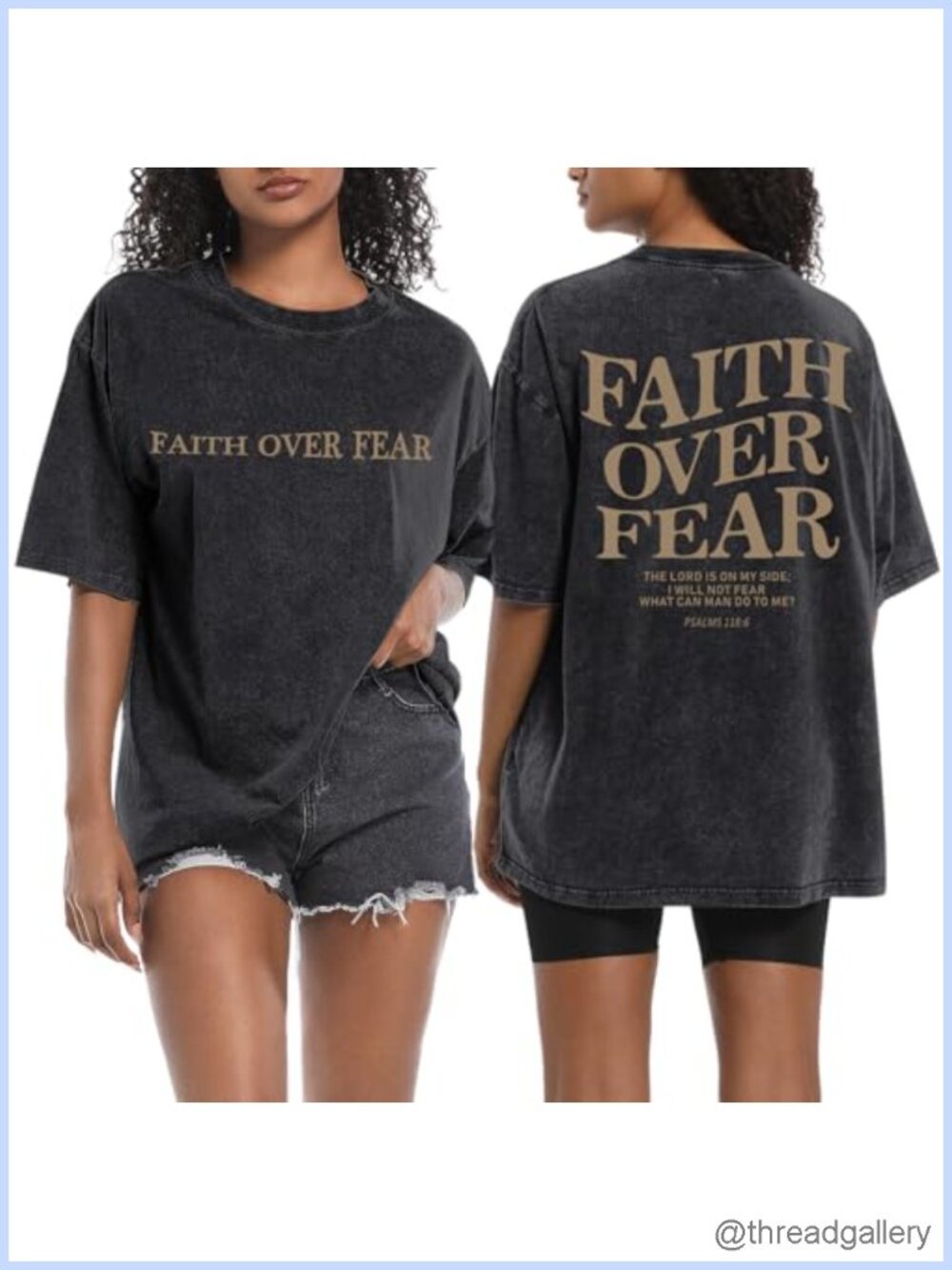 Faith Over Fear Womens Oversized Christian Cotton Graphic Tee